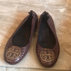 Tory Burch Minnie Travel Snake Print Ballet Flats